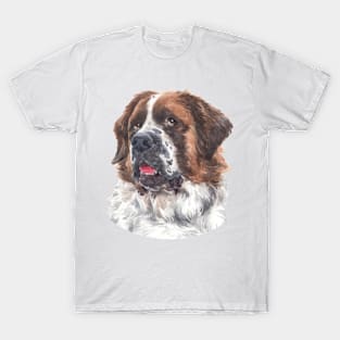 Saint Bernard Watercolor Art T-Shirt